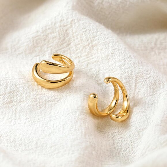 Gold Plated Copper Non Piercing Ear Cuffs for Women - Trendy, Hypoallergenic, Cl - Picture 4 of 6